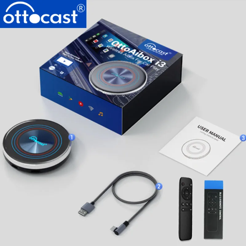 

OTTOCAST OttoAiBox i3 Wireless CarPlay Snapdragon 6125 Android 13 AI Box для Netflix для BMW ID6 ID7 ID8 ID9 Автомобильные аксессуары