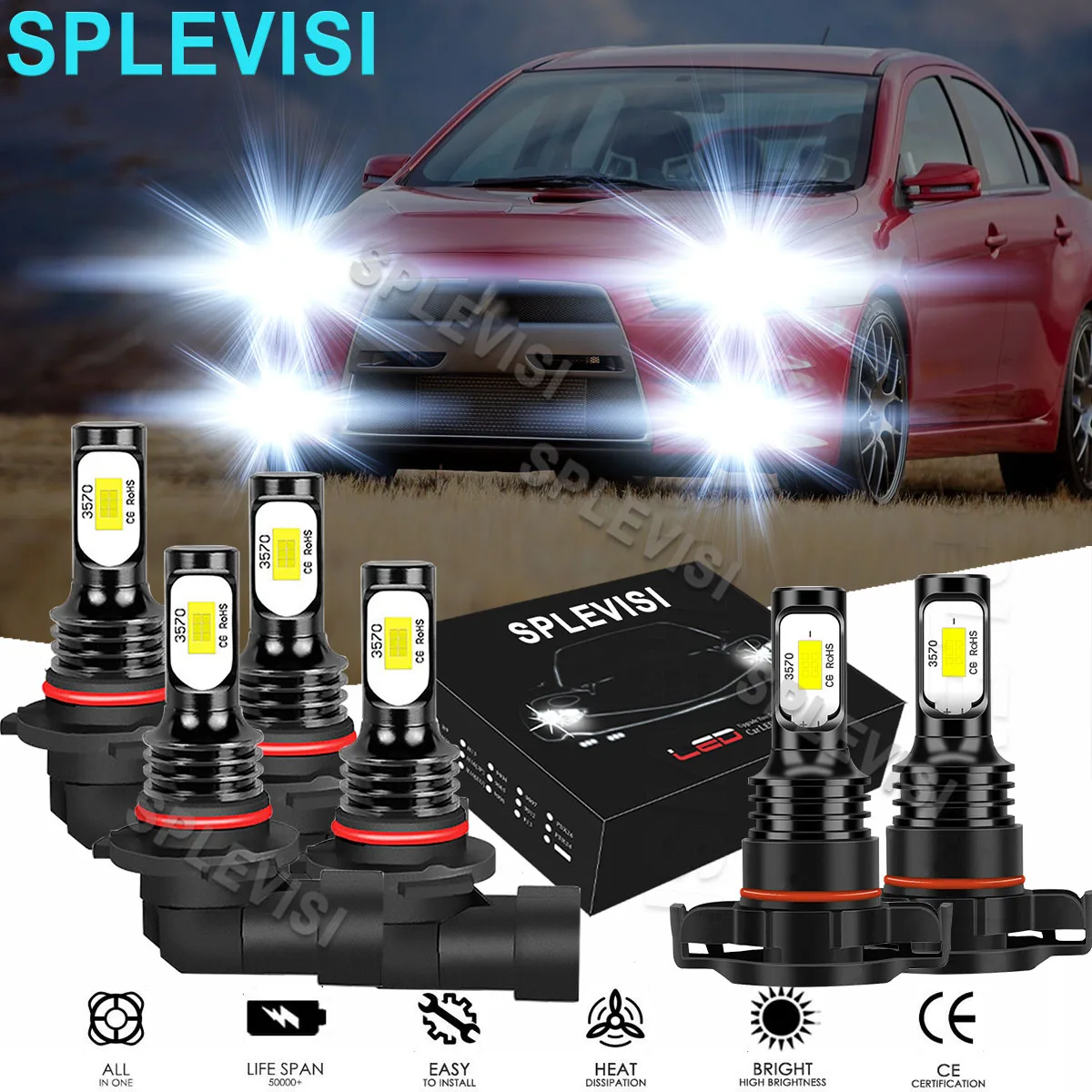 Купи 6x LED Pure White Headlight Fog Light Bulbs 6000K Fit For Mitsubishi Lancer 2008 2009 2010 2011 2012 2013 2014 2015 2016 2017 за 1,446 рублей в магазине AliExpress