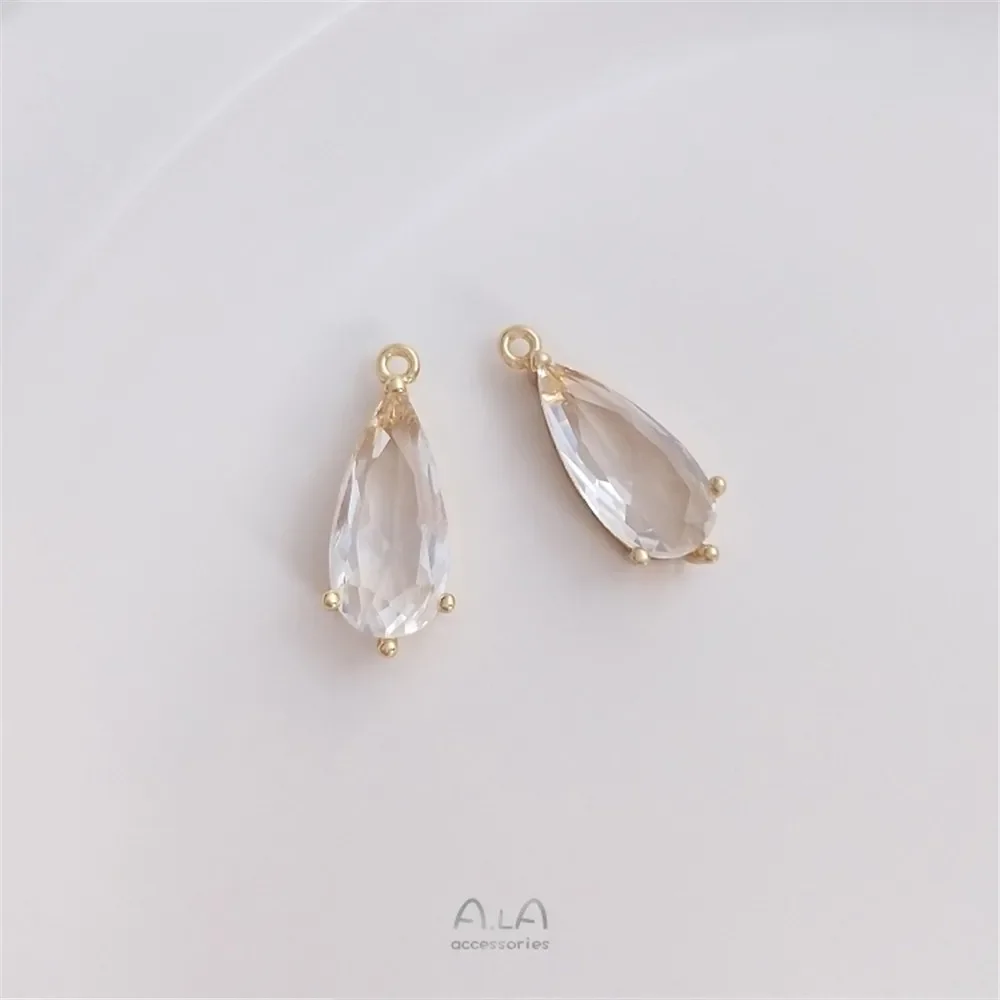 14-каратное позолоченное циркониевое длинное кулон с каплями воды ожерелье