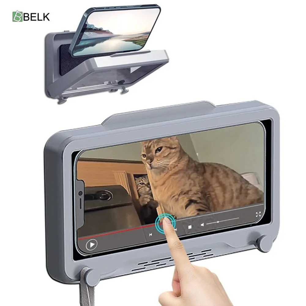 Настенный держатель для душевой лейки BELK, вращающийся и регулируемый держатель для сотового телефона для ванной и душа, водонепроницаемый, ...