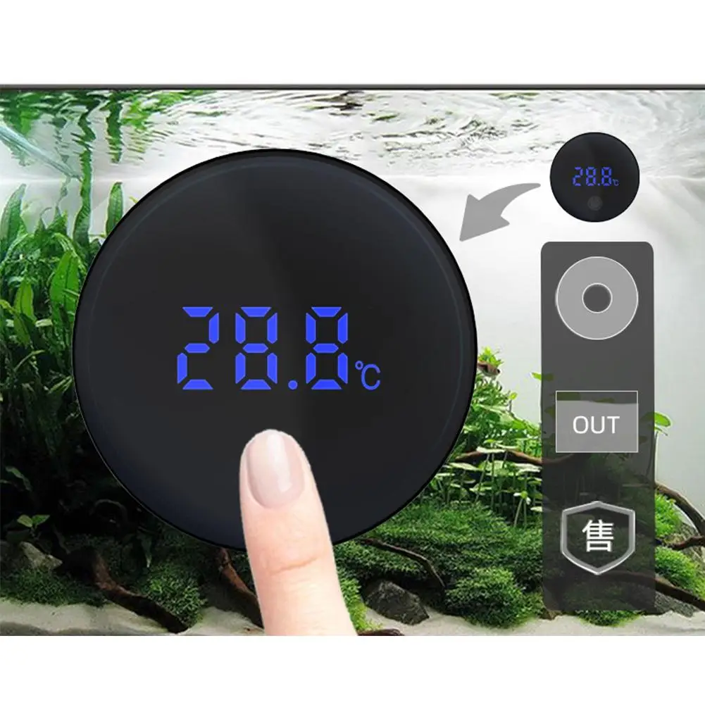

Household Led Digital Thermometer Sound Alarm ABS Temperature Meter For Aquariums Fish Tanks Climbing Pet Boxes 4.1x4.1x1.15cm