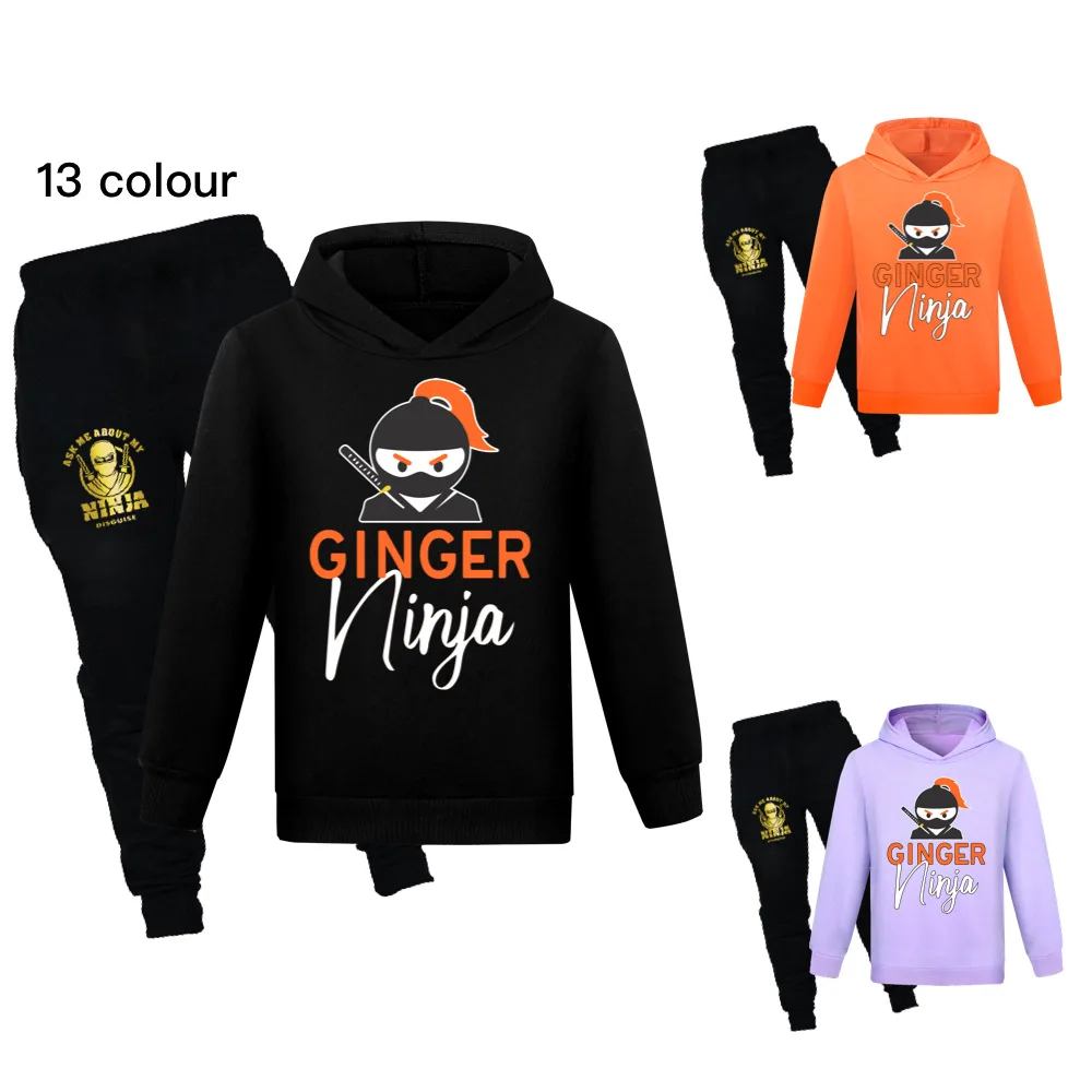 

NINJA KIDZ Boys Girls Spring Autumn Hoodies Sweatshirts Suits Jogger Jumper Cartoon Hooded T Shirt Tracksuits Kids Clothing Sets