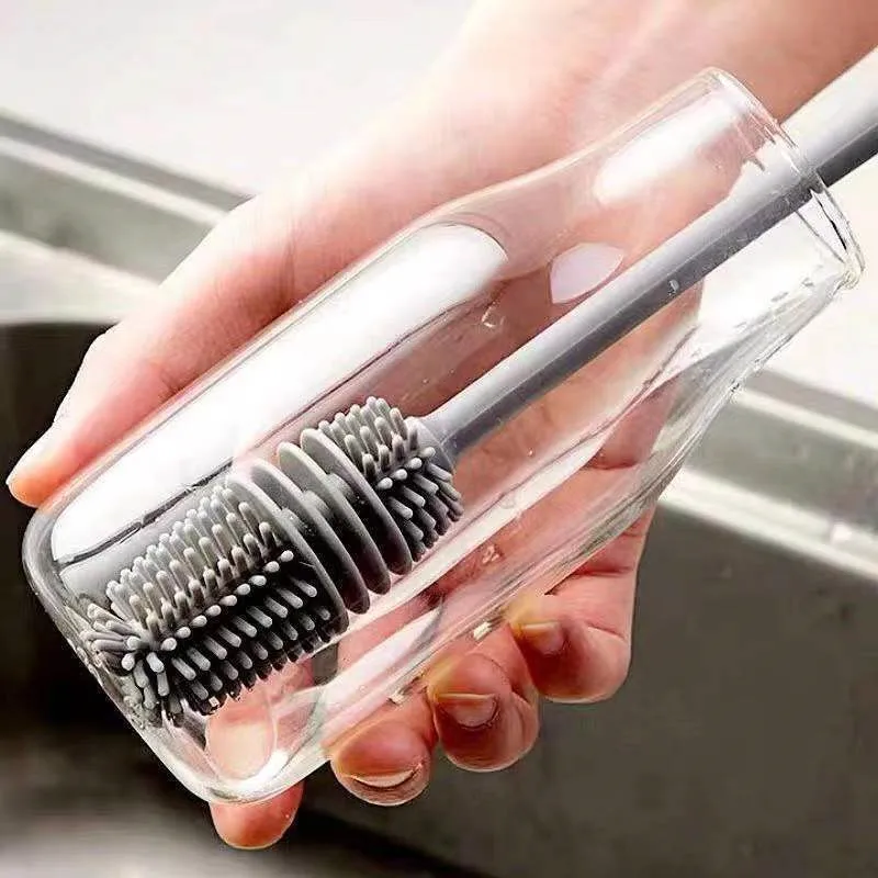 

Soft Rubber Silicone Cup Brush Long Handle Bottle Thermos Glass Carpet Cleaner No Dead Ends Remove Tea Stains Small Brush