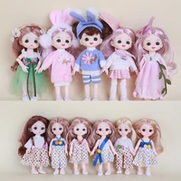 bjd 17cm doll 112 princess dress up fashion clothes set 13 joints movable 3d eyes children girl birthday gift christmas day toy