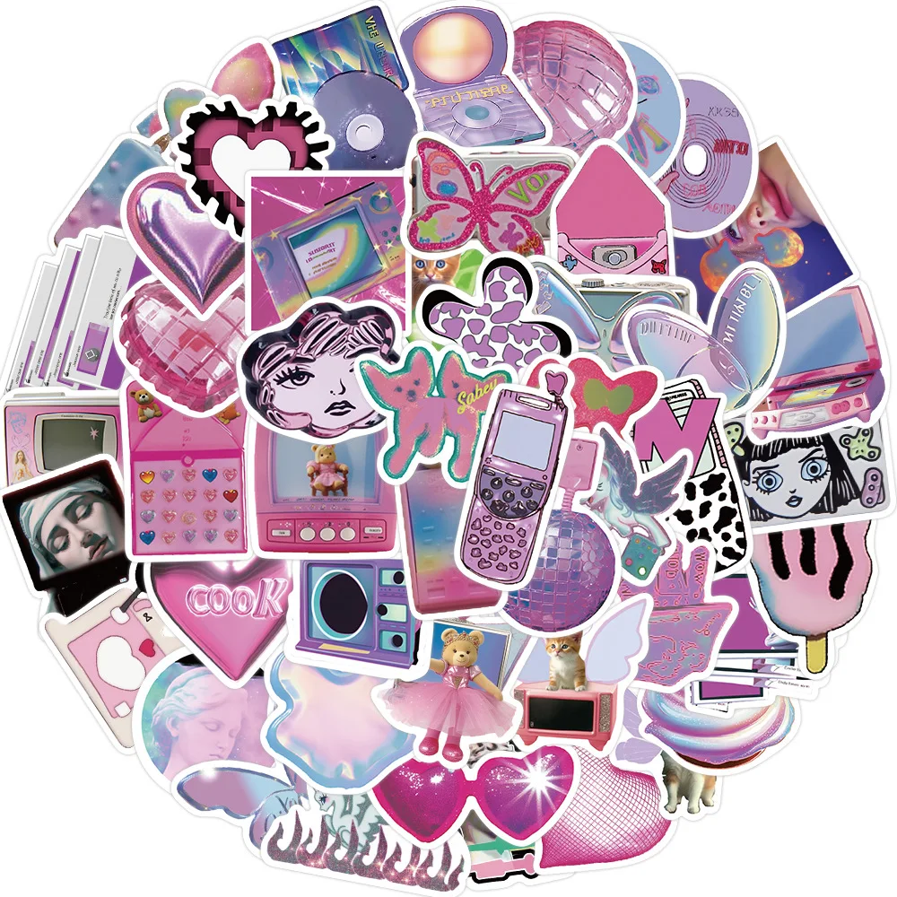 

10/30/50PCS Ins Vaporwave Y2K Girls Vintage Stickers Cartoon Cute Decals DIY Skateboard Laptop Motorcycle Phone Bike Sticker Toy