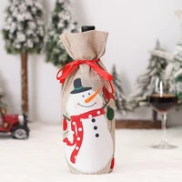 christmas red wine bottle covers bag plush fabrics holiday santa claus champagne bottle cover christmas decorations for home