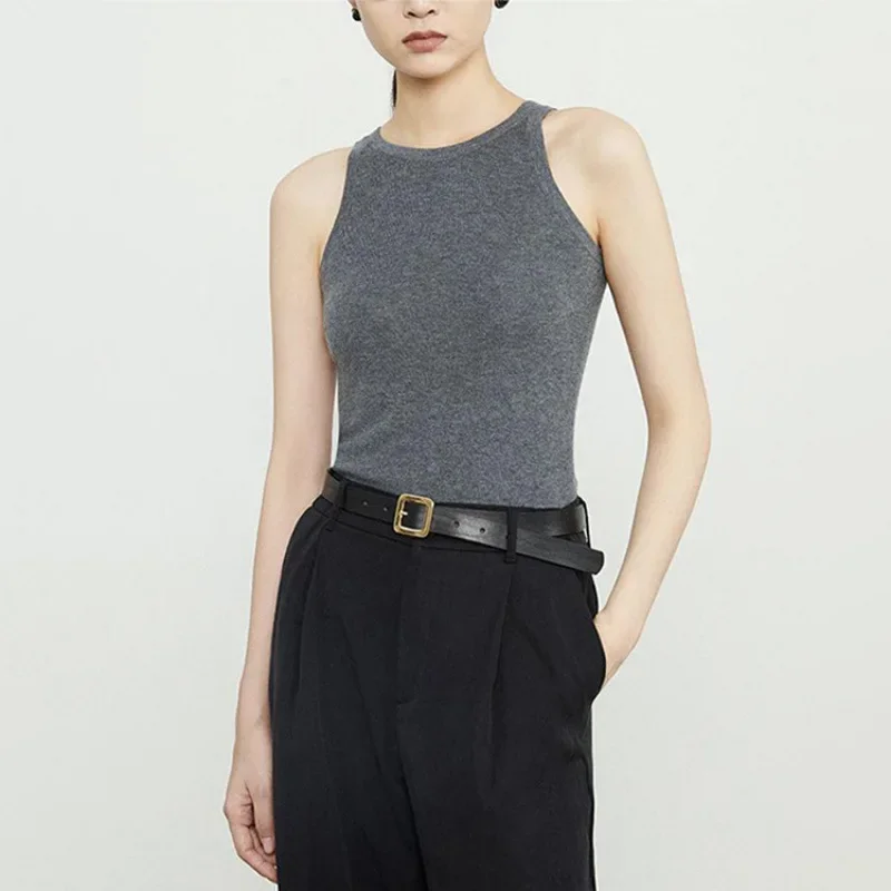 Лето 2023 14 г бархатная мягкая майка с бретелькой на шее женский пуловер без