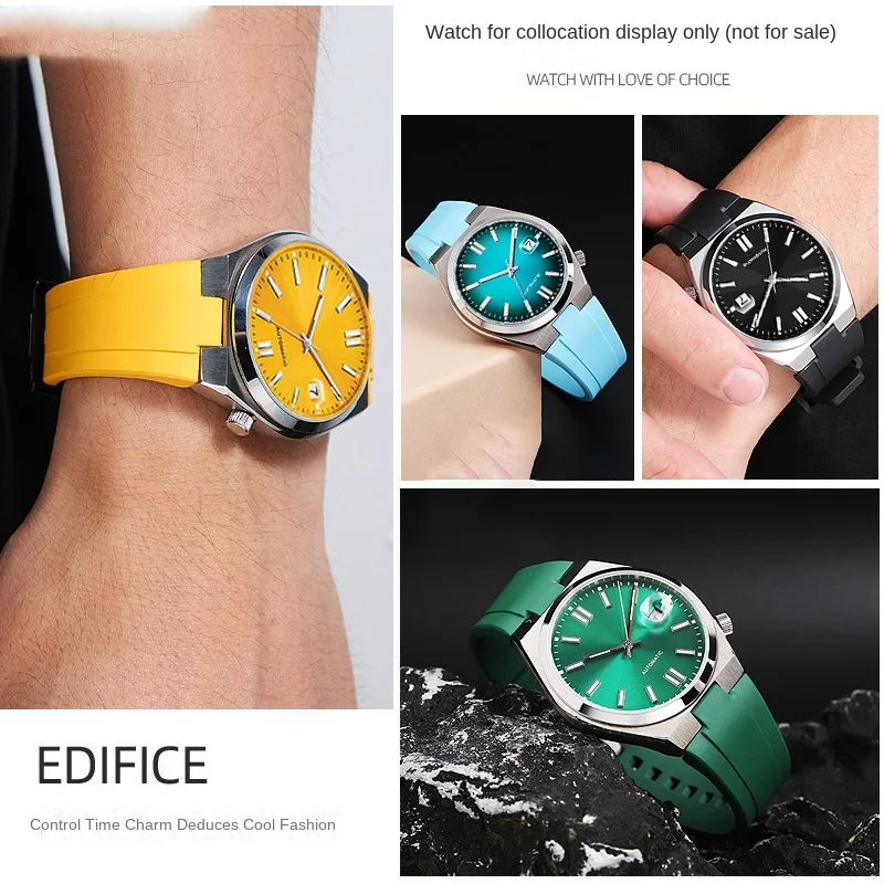 Фото Ремешок из фторкаучука 9 мм для Citizen ME Color NJ0150 NJ0151 NJ0158, унисекс, с выпуклым концом, быстросъемный, браслет FKM №3