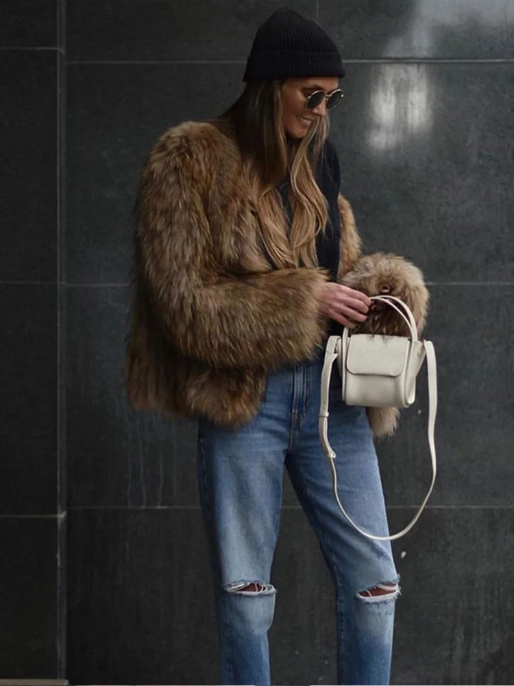 Осенне-зимнее меховое пальто с подкладкой из искусственного меха