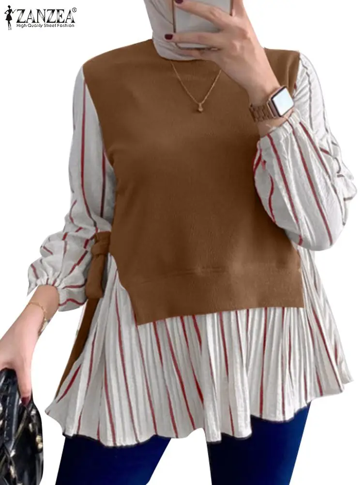 2024 ZANZEA мусульманская блузка женская модная рубашка с длинным рукавом в стиле