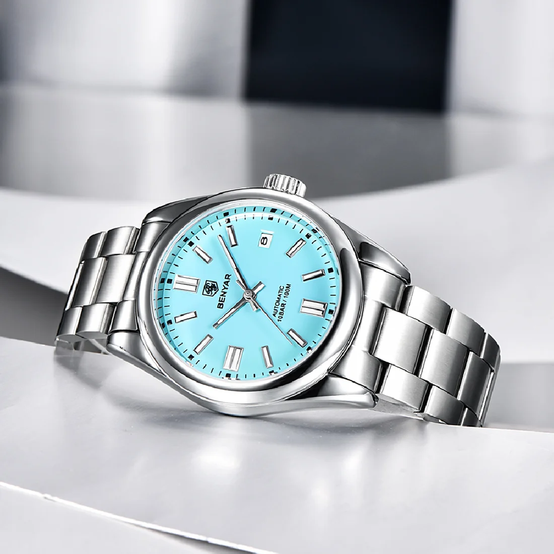 

BENYAR New Luxury Men Automatic Mechanical Wristwatches 100M Waterproof Clock Stainless Steel Sports Diving Watch For Men