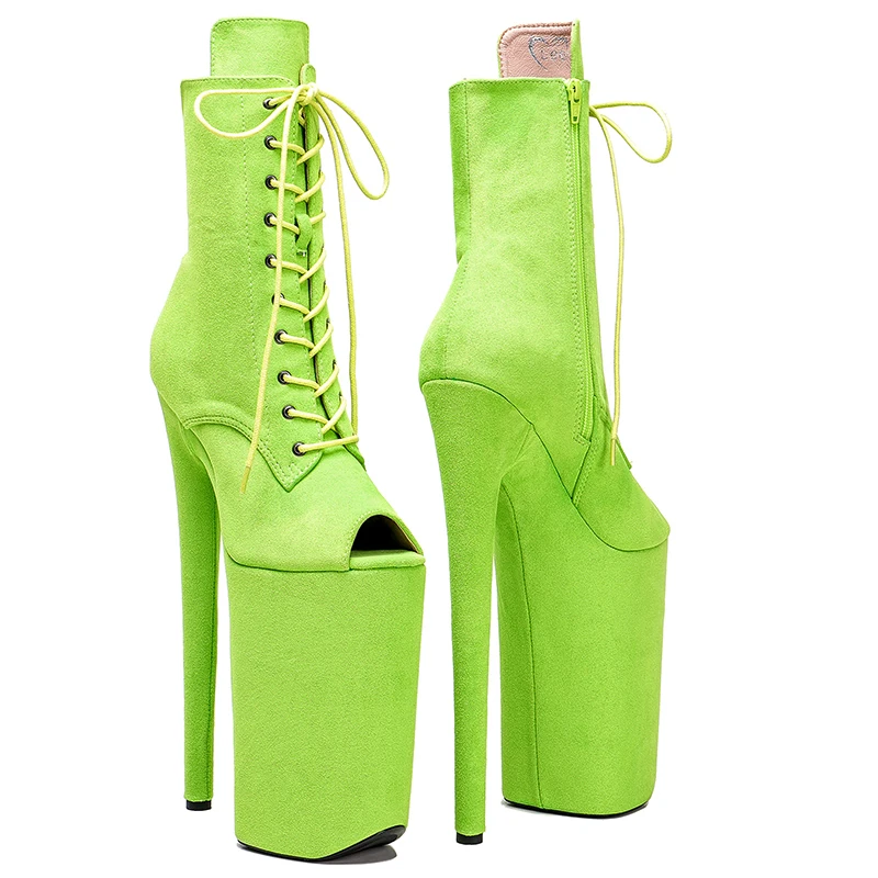 Leecabe  26CM/10inches Suede Upper   sexy exotic High Heel platform party open toe  shoes Pole Dance boot