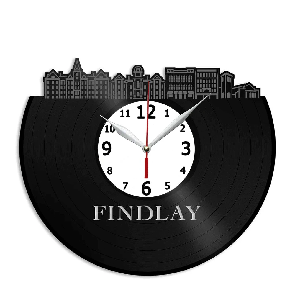 

Findlay Ohio виниловые настенные часы ручной работы подарок для кухни, офиса, спальни
