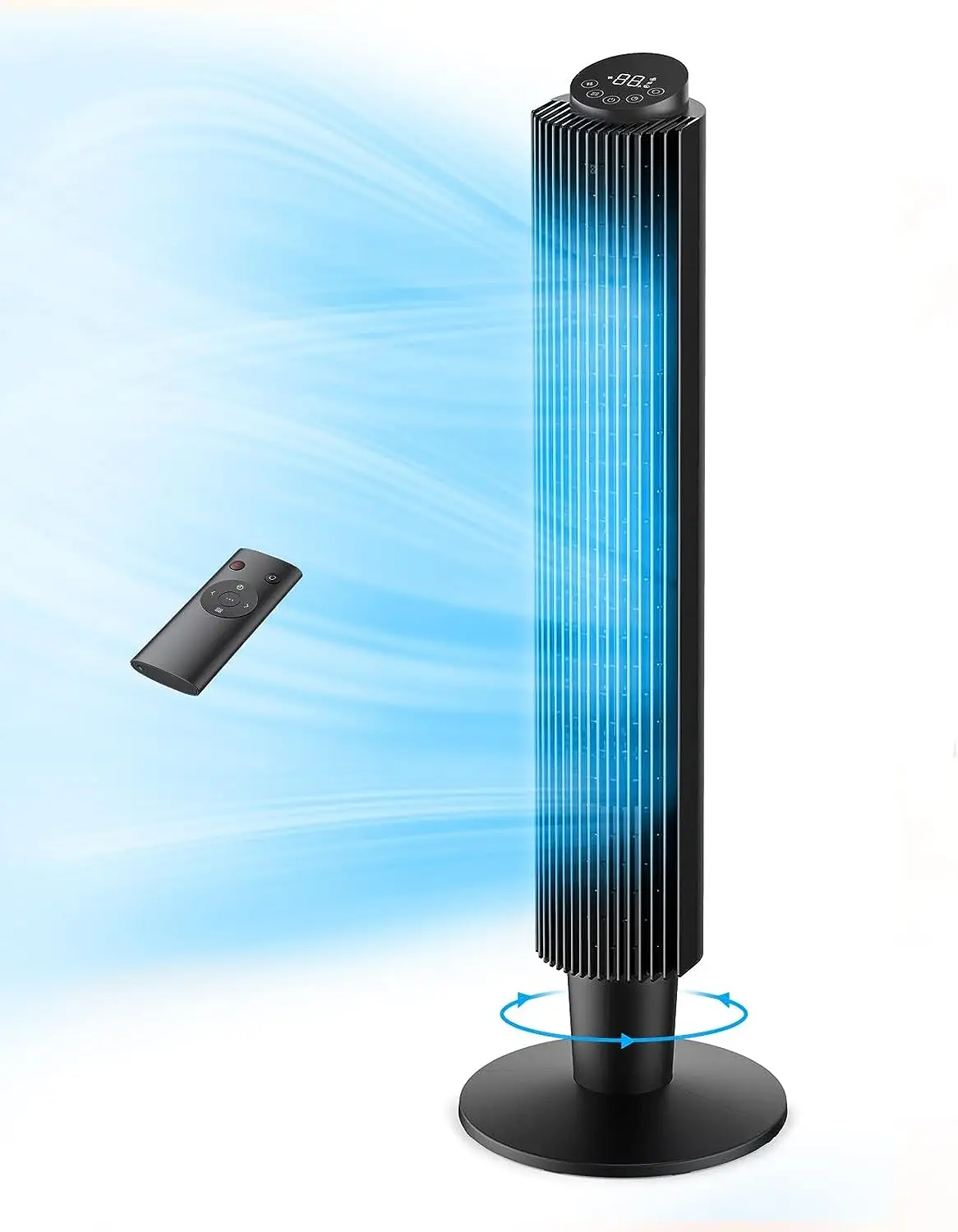 

for Bedroom, 42'' Standing Fan Oscillating Quiet with Remote, 90° Cooling Bladeless Fan with Height Adjustable, 5 Speed