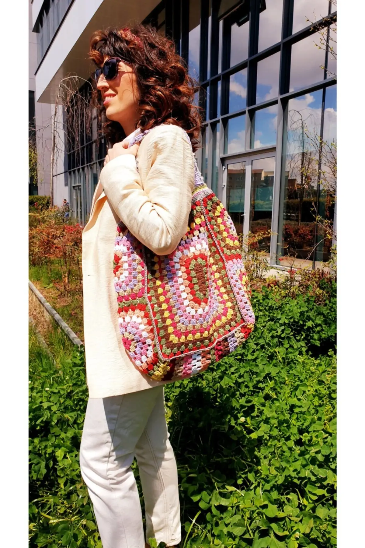 Женская сумка-тоут на плечо с плетением