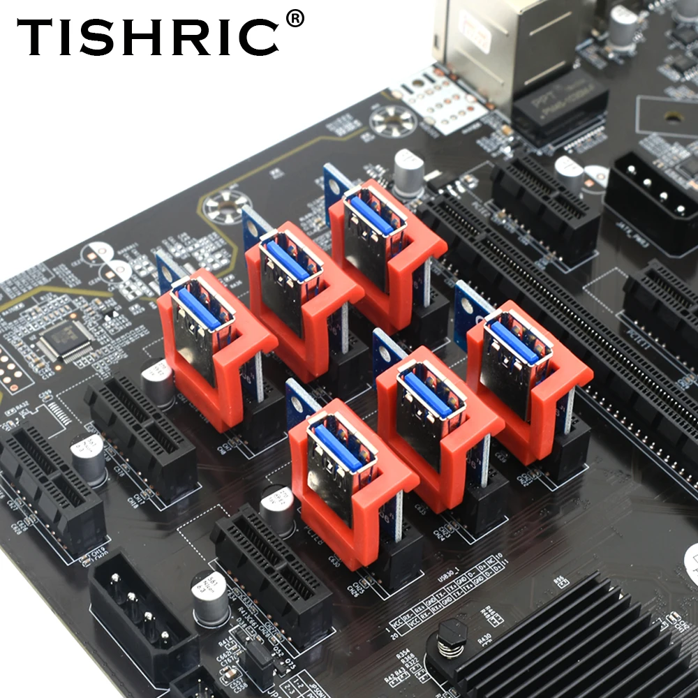 

TISHRIC PCI-E Riser Card Retainer Vertical Mount Locker 1X 16X PCIE Cable Extender For Mining ETH BTC Riser for Video Card