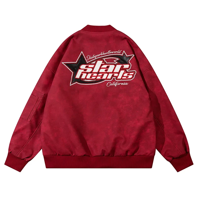 Замшевая куртка-бомбер в стиле хип-хоп мужские и женские винтажные бейсбольные