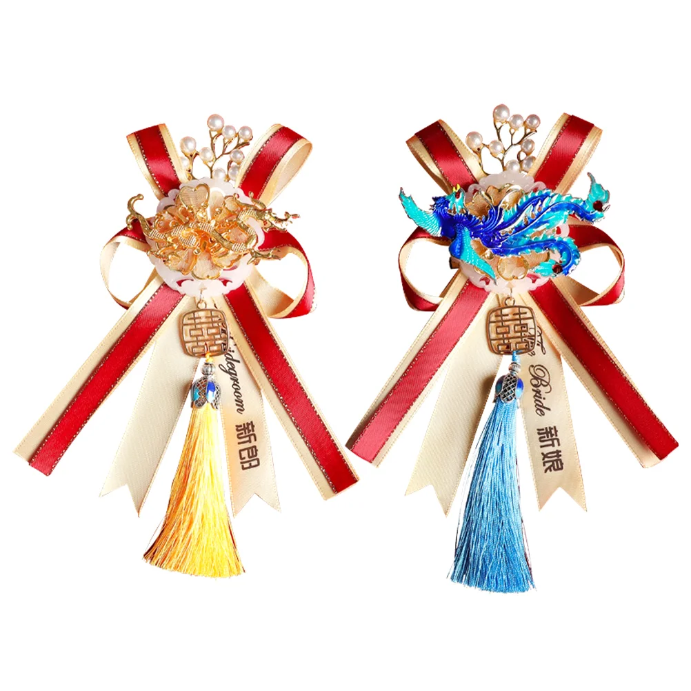 

1 Pair Wedding Brooches Bride and Bridegroom Corsages Wedding Decorations