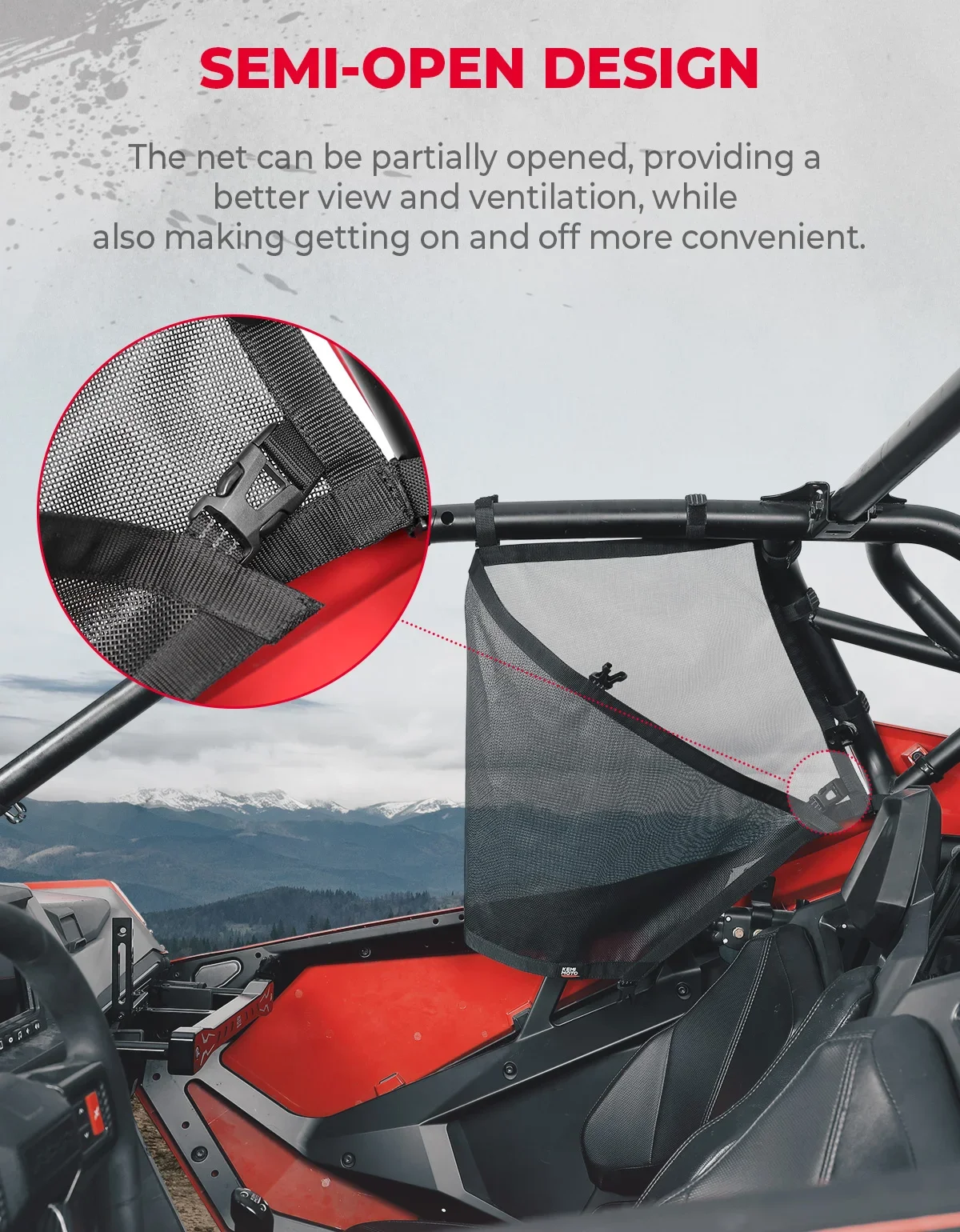 Сетка для окон KEMIMOTO UTV Roll Cage сетка совместимая с Polaris RZR PRO R / XP Turbo 2020-2023 2024