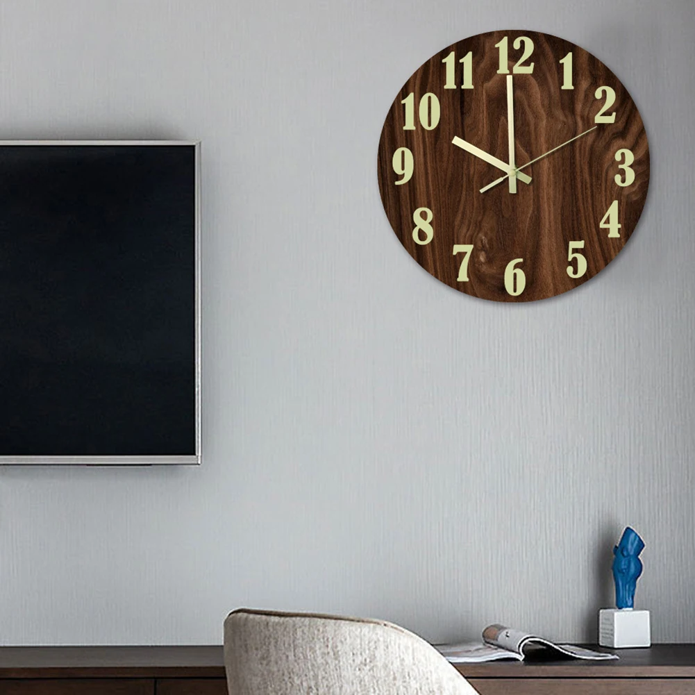 

30CM Lmitation Wood Grain Acrylic Wall Clock Waterproof Luminous Hanging Clock Modern Design Home Decoration