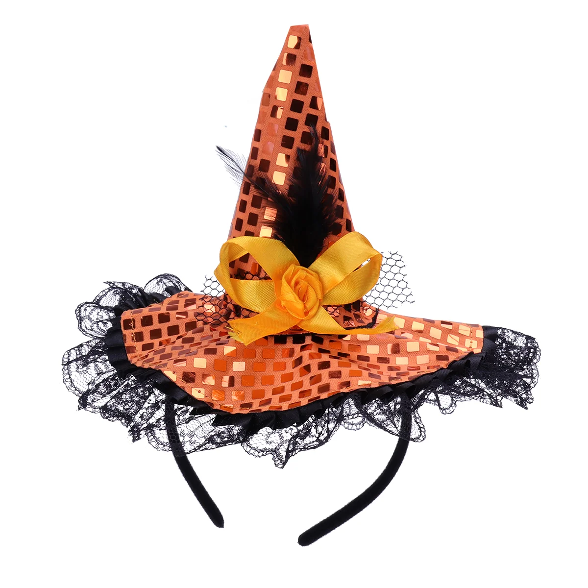 

Witch Headband Sequins Witch Hat Piece Flowers Hair Band Accessory Party Favors for
