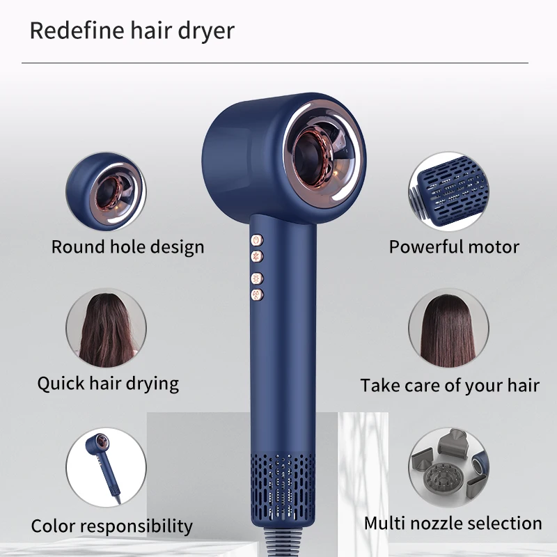 Beutyone New Leafless Professional Hair Dryer With Flyaway Attachment Negative Ionic Hair Dryers Multifunction Salon Style Tool enlarge