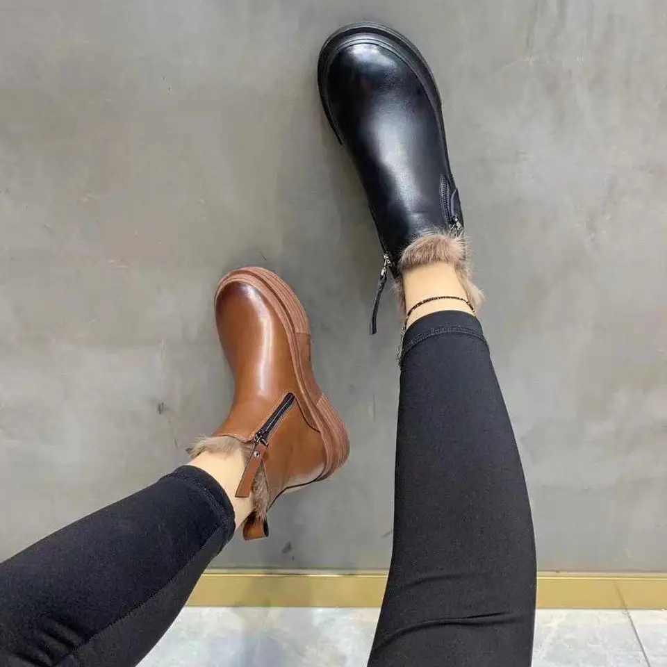 2022 New Women  Boots Autumn Platform Women Short-tube Fashion Comfortable Boots Set Foot Rubber Sole High platform shoes