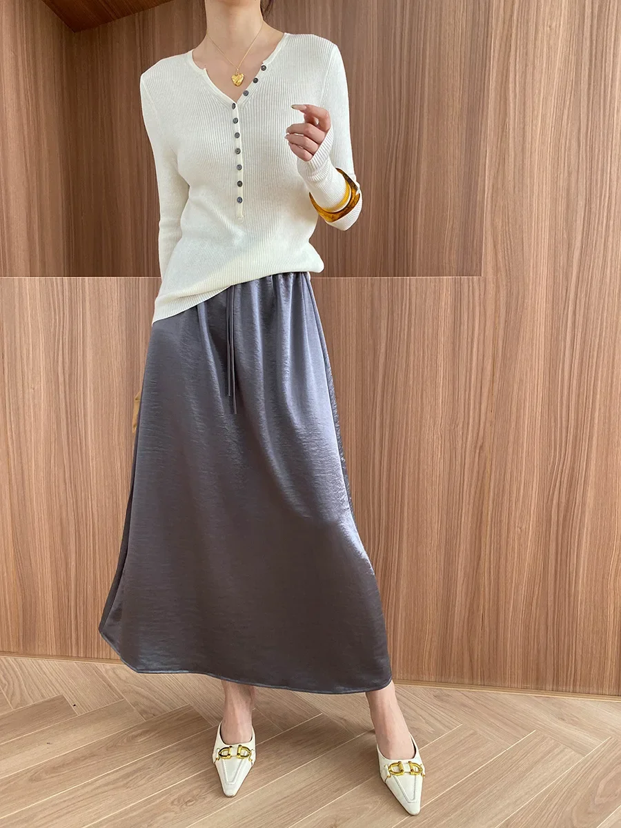 Вязаные Пуловеры в французском стиле на пуговицах с V-образным вырезом