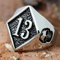 cool lucky 13 ring stainless steel biker skull ring men women goldsilver color punk rings wedding party gifts size 7 15