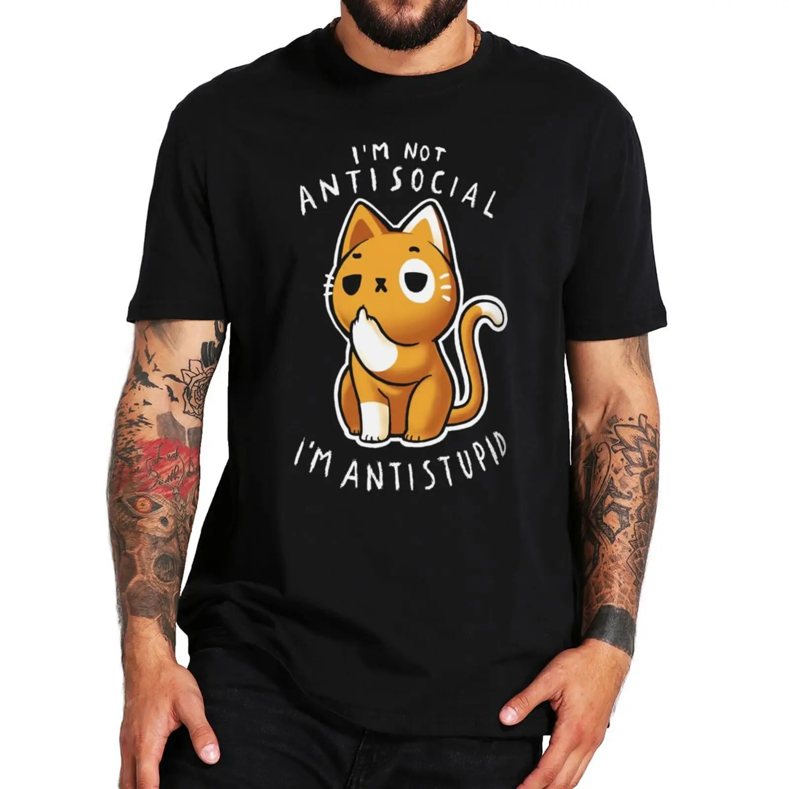 

I'm Not Antisocial I'm Antistupid Cat Funny Tshirt No Soy Antisocial Soy Antiestúpido Camiseta Social Distancing Sarcastic Tops