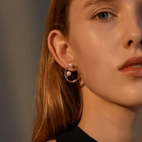 2022 personality simple ins style geometric pearl earrings fashion high end knotted round stud earrings for women gold hoops
