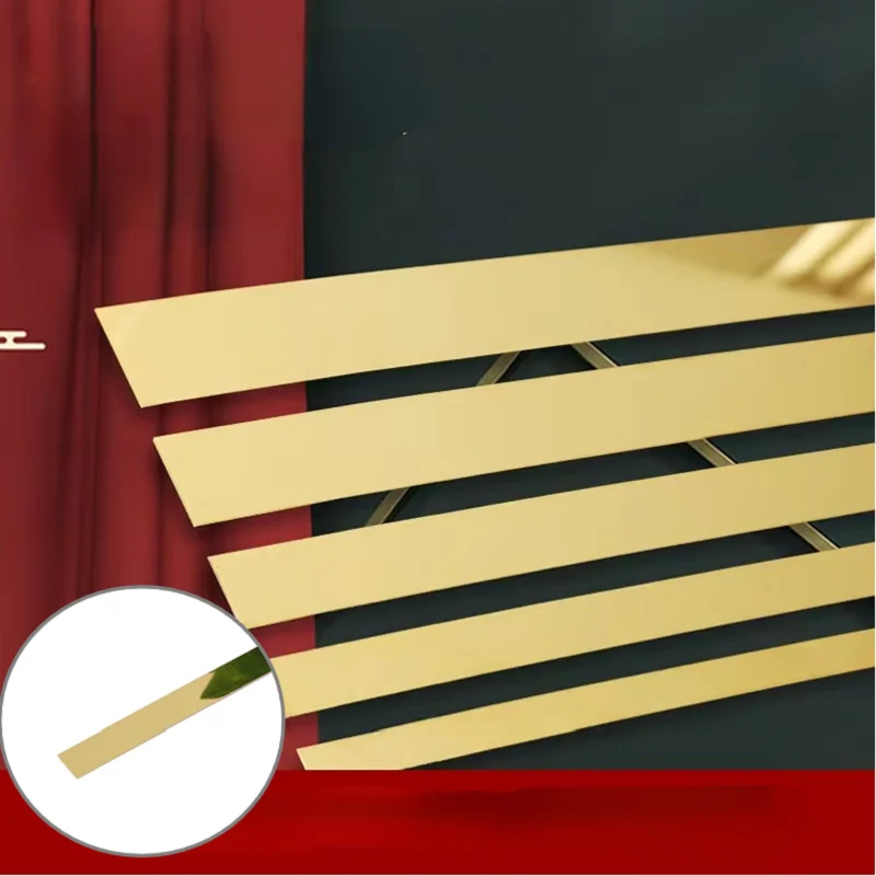 Плоские декоративные полоски из нержавеющей стали зеркальные настенные Стикеры