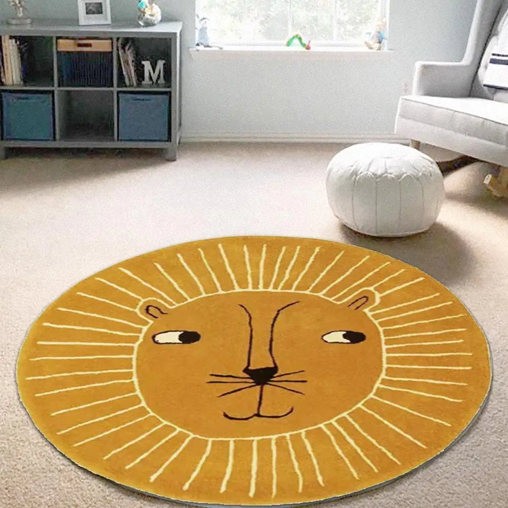 Милые Мультяшные Коврики для спальни, большая площадь, Круглый напольный коврик с животными, домашний плюшевый ковер для детской комнаты, пушистый мягкий детский ползание A3H7