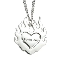 new 2022 blazing love fashion style rotatable necklace hip hop heart pendant for women men jewelry gifts
