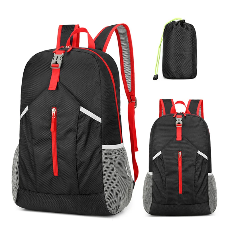 

Multi-storage Bag Large Capacity Hiking Daypack With Reflective Strip Lightweight Outdoor Sports Folding Backpack New