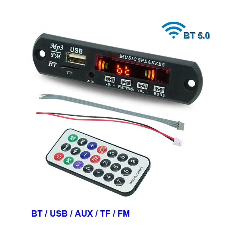Bluetooth 5.0 MP3/WMA/WAV/APE/FLAC Decoder Board Car Audio USB TF FM Radio Module MP3 Music Player |