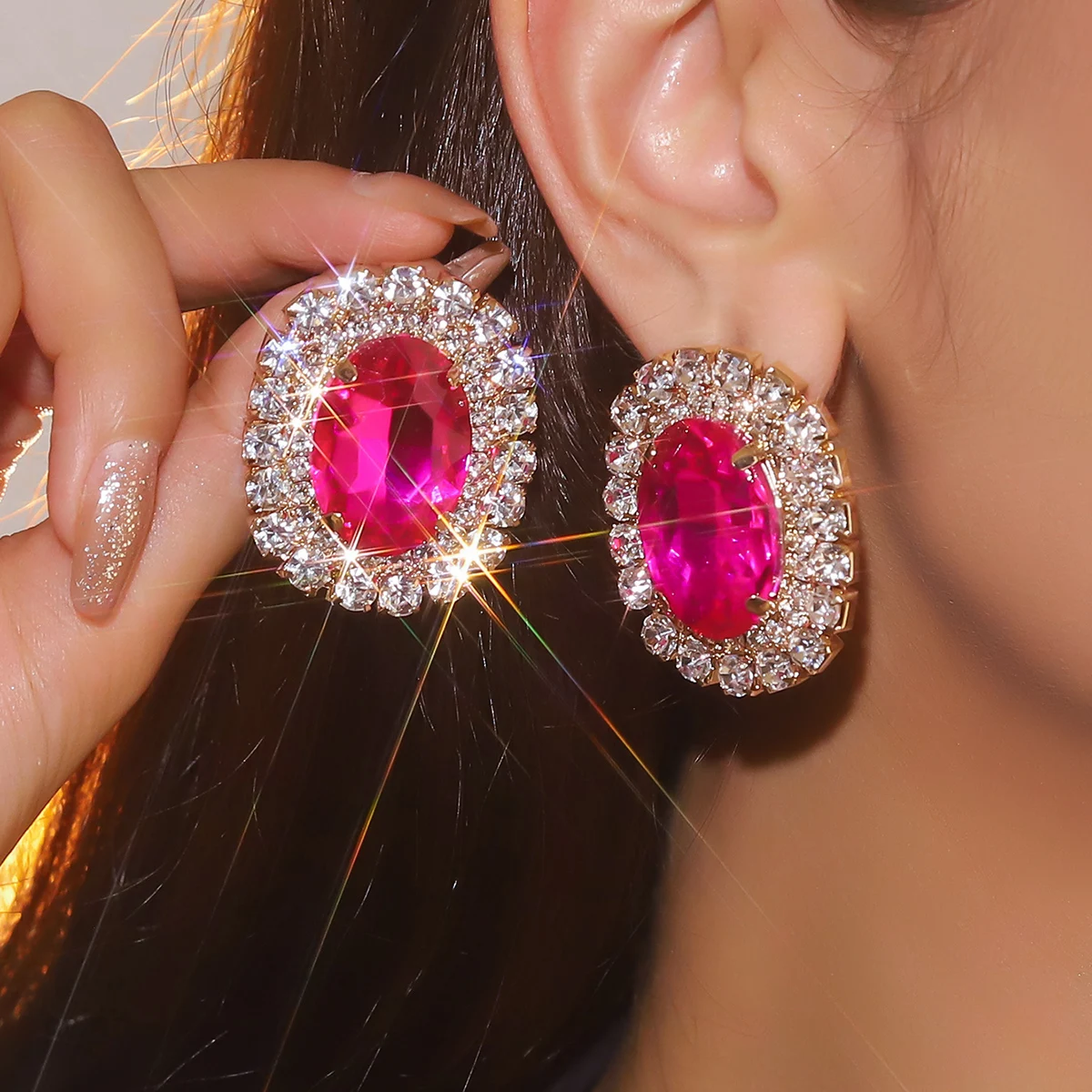 51JEWELRY Серьги-гвоздики с фианитом серебряные квадратные круглые серьги-гвоздики