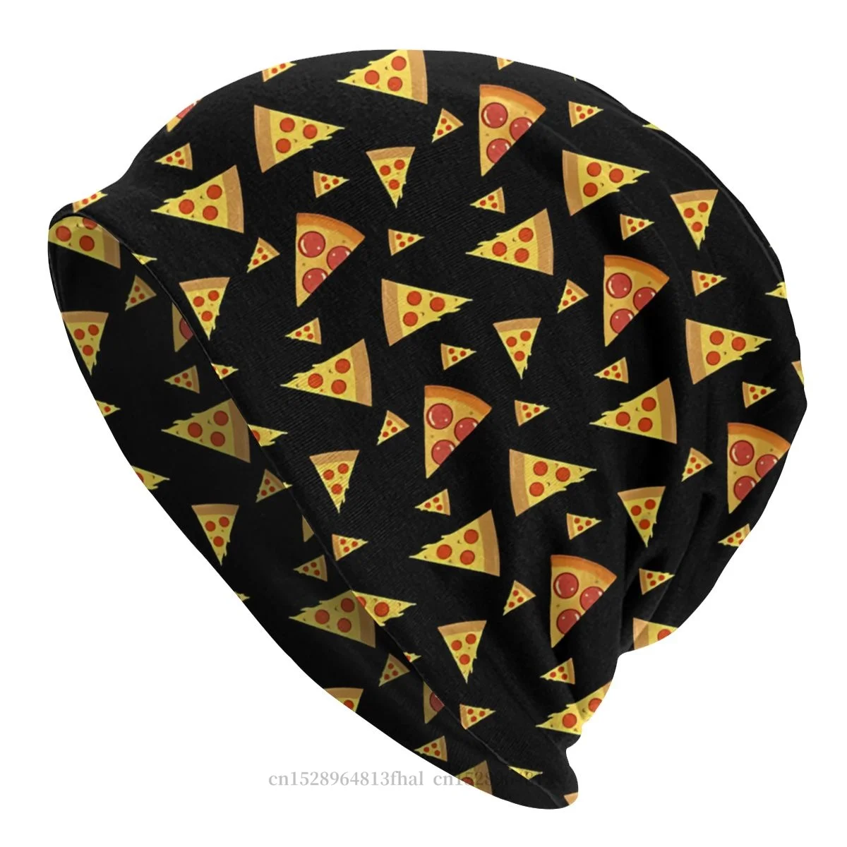 

Bonnet Hats Men Women's Pizza Slice Pattern On Black Background Winter Warm Cap Design Skullies Beanies Caps