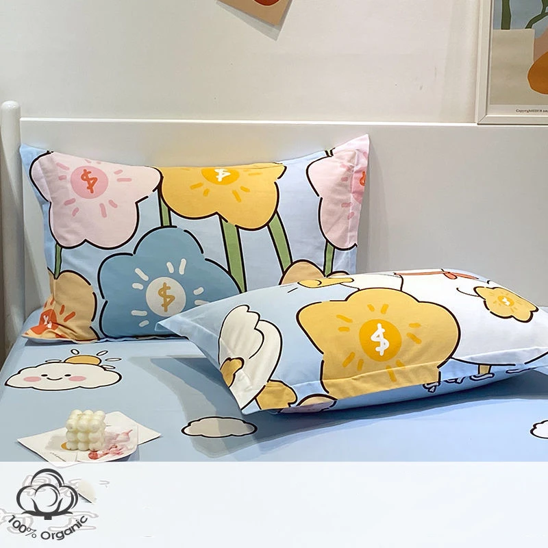 2 Pcs New Cartoon Style Pillowcases Home Pure Cotton Soft 48x74cm Pillowcase Student Children Pillow Dust Proof Protective Cover