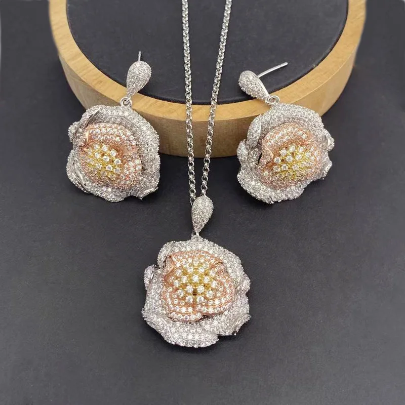 Vanifin ожерелье с серьгами Великолепная Камелия микродержатка для женщин банкет