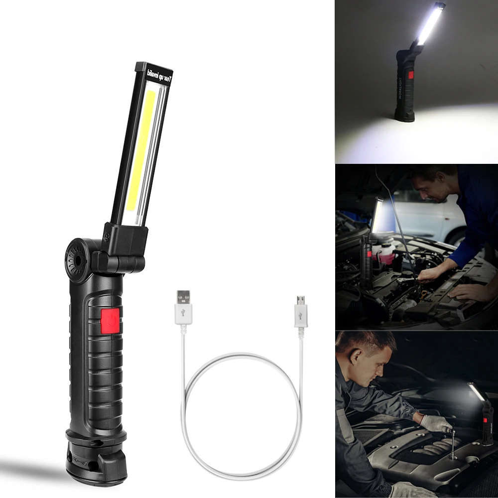 

High Quality USB Portable LED Work Light Flash Emergency Flashlight Touch Magnetic Hanging Hook Bulbs Car Repair Outdoor Camping