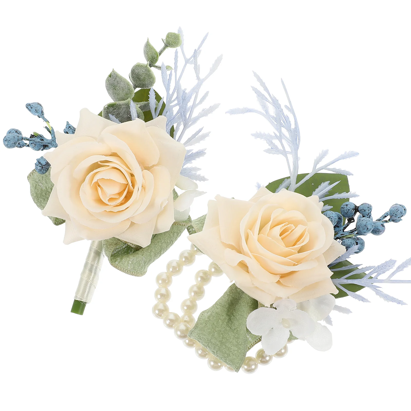 

1 Set of Wedding Wrist Corsage Boutonniere Artificial Flower Boutonniere for Bride Groom Corsage Decor