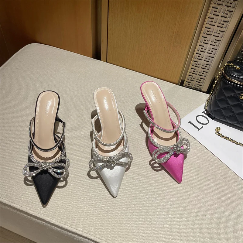 

Sexy Runway style Glitter Rhinestones Women Pumps Bling Crystal bowknot Summer Lady Shoes High heels Party Prom Slippers