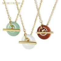 muse crush ins hot selling ot buckle necklace gold plated stainless steel natural stone pendant necklace for women girls jewelry