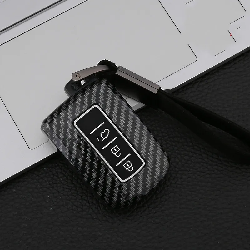 

ABS Carbon Fiber Car Key Fob Cover Case For Toyota Prius Camry Crown Highlander Land Cruiser Tacoma Remote Holder Shell Keychain