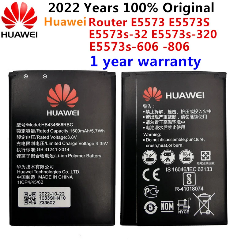 

100% Original Battery HB434666RBC For Huawei Router E5573 E5573S E5573s-32 E5573s-320 E5573s-606 -806 High Capacity 1500mAh