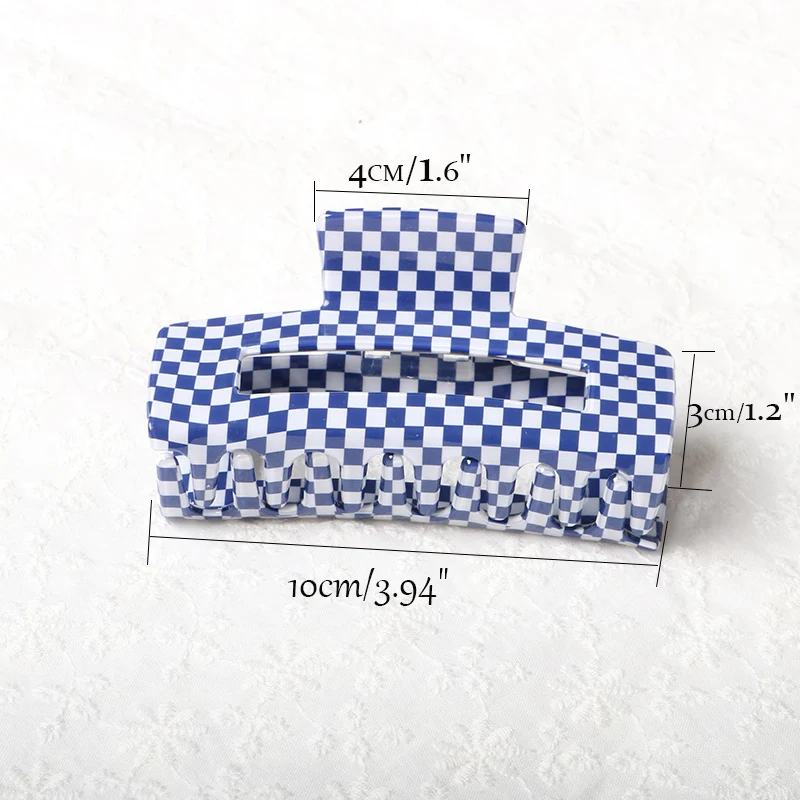 1 шт. клетчатые заколки для волос Винтажные банановые зажимы из целлюлозного