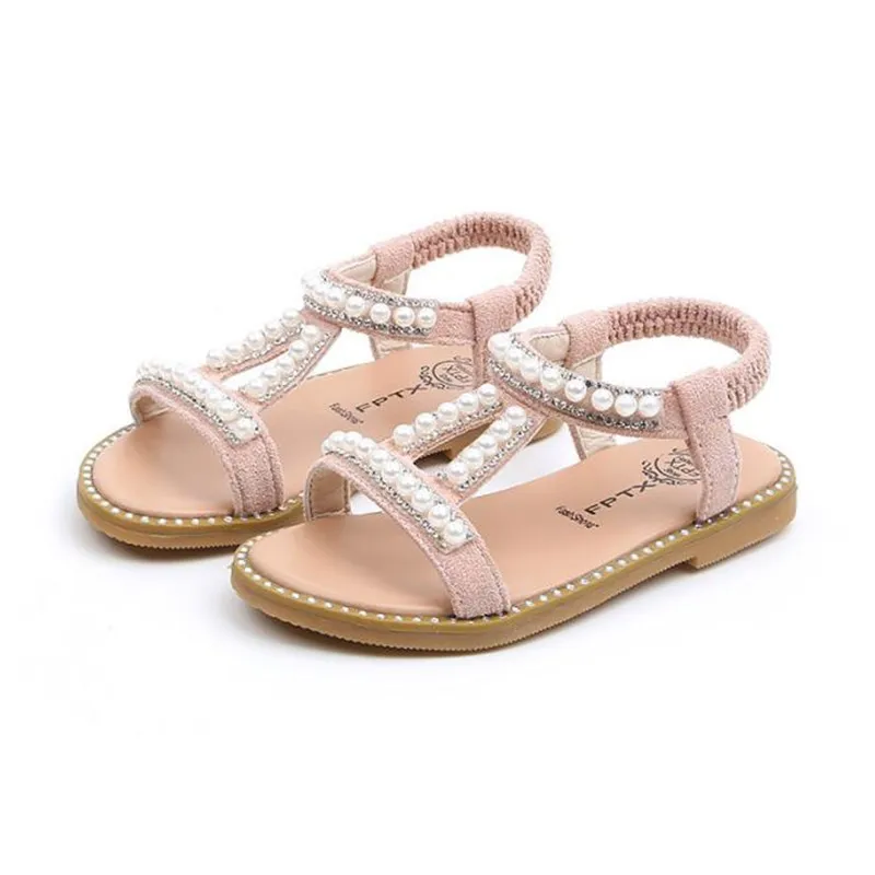 

Bohemian Sweet Pearl Girls' Sandals 2022 Summer New Children's Princess Shoes Beach Shoes Kids Open-Toed Casual Roman Shoes