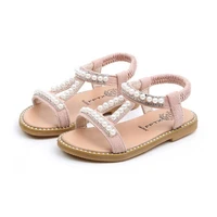 bohemian sweet pearl girls sandals 2022 summer new childrens princess shoes beach shoes kids open toed casual roman shoes