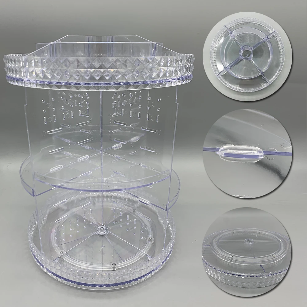 360 Degree Rotation Make Up Organizer Box Cosmetic Transparent Fashion Spin Multi-Function Detachable Acrylic |